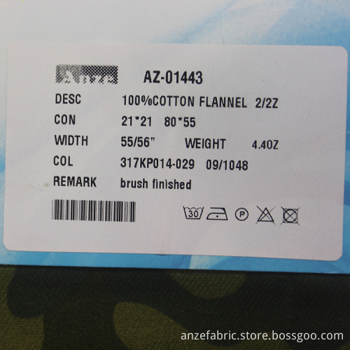 100 Cotton Printed Flannel Camouflage Fabric